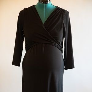 Black 3/4 Sleeve Maternity Dress